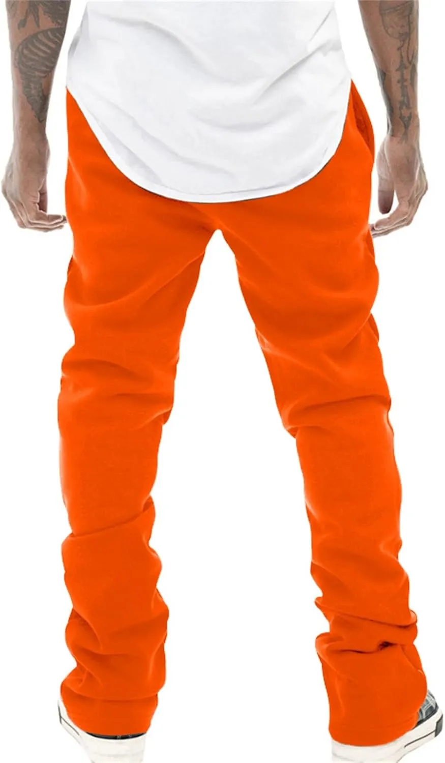 Mens Sweatpants Flare Pants Joggers for Men Workout Casual Pants with Pockets Elastic Drawstring Bell Bottoms Baggy