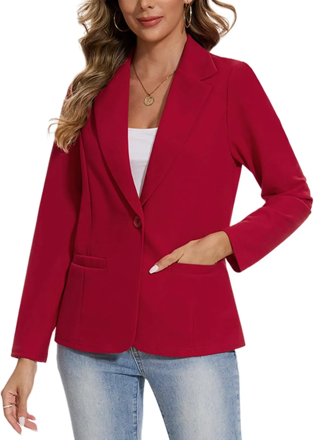 MINTLIMIT Blazers for Women Long Sleeve Button Front Blazer Lapel Business Casual Work Office Suit Jackets with Pockets