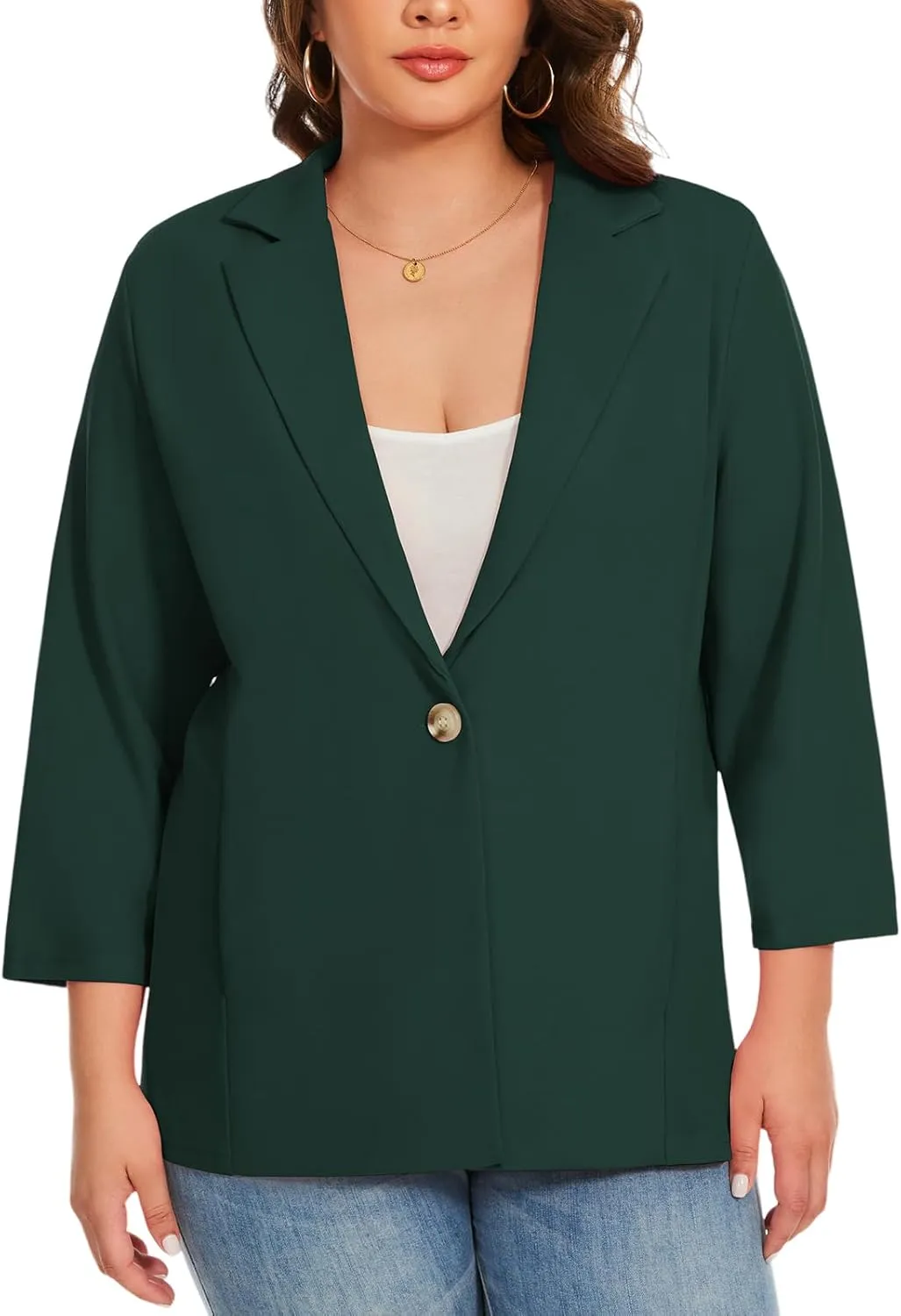 MINTLIMIT Womens Plus Size Blazer 3/4 Sleeve Notch Lapel Casual Work Blazers One Button Open Front Pockets Jackets (XL-5XL)