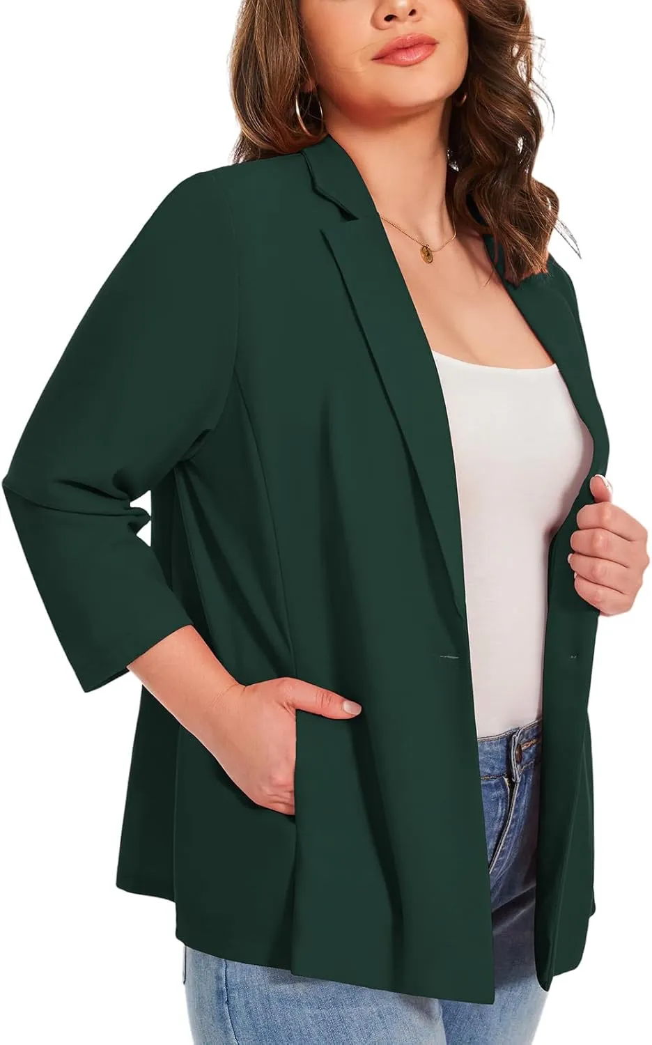 MINTLIMIT Womens Plus Size Blazer 3/4 Sleeve Notch Lapel Casual Work Blazers One Button Open Front Pockets Jackets (XL-5XL)