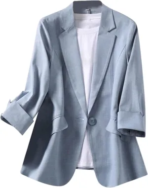 Oversized Blazers for Women Summer Lightweight Long Sleeve Lapel Button Open Front Jackets Business Casual Blazers