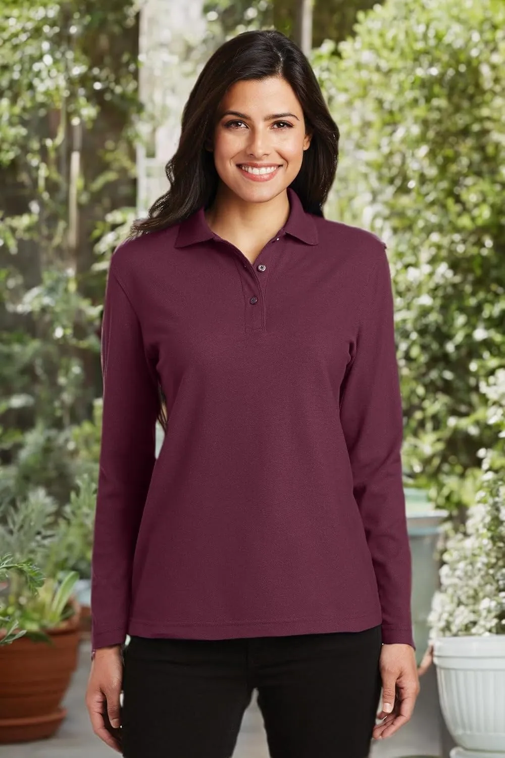 Port Authority Women's Long Sleeve Silk Touch Polo