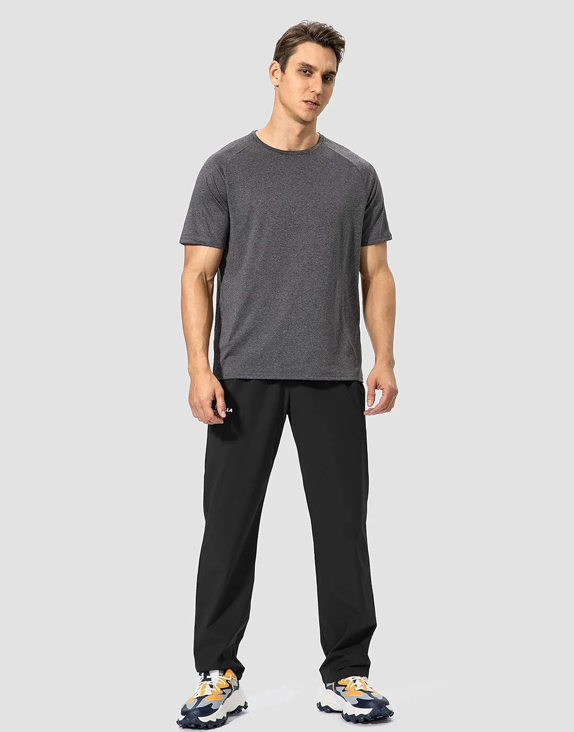 Pudolla Men's Workout Athletic Pants Elastic Waist Jogging Running Pants for Men with Zipper Pockets