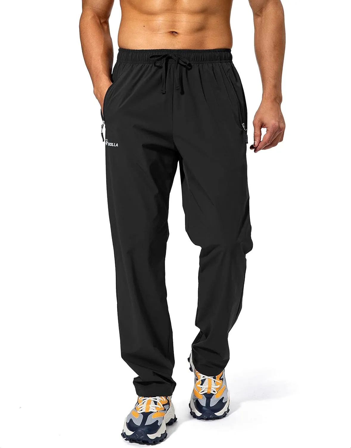 Pudolla Men's Workout Athletic Pants Elastic Waist Jogging Running Pants for Men with Zipper Pockets