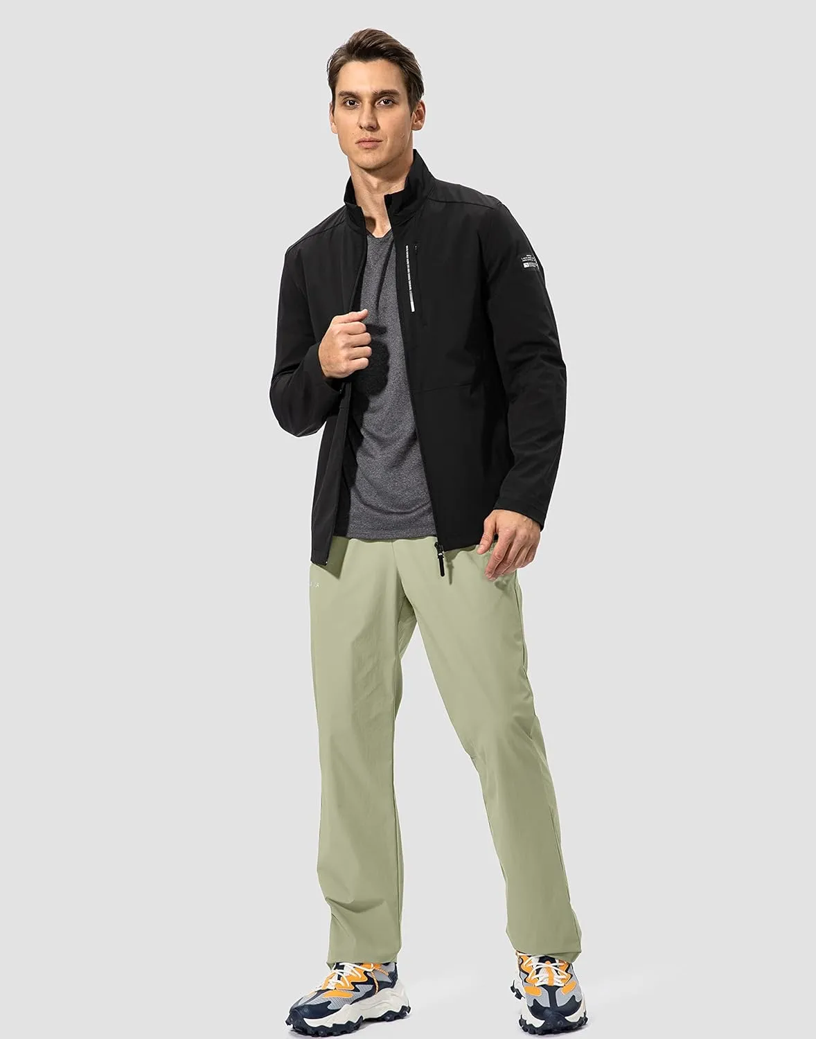 Pudolla Men's Workout Athletic Pants Elastic Waist Jogging Running Pants for Men with Zipper Pockets