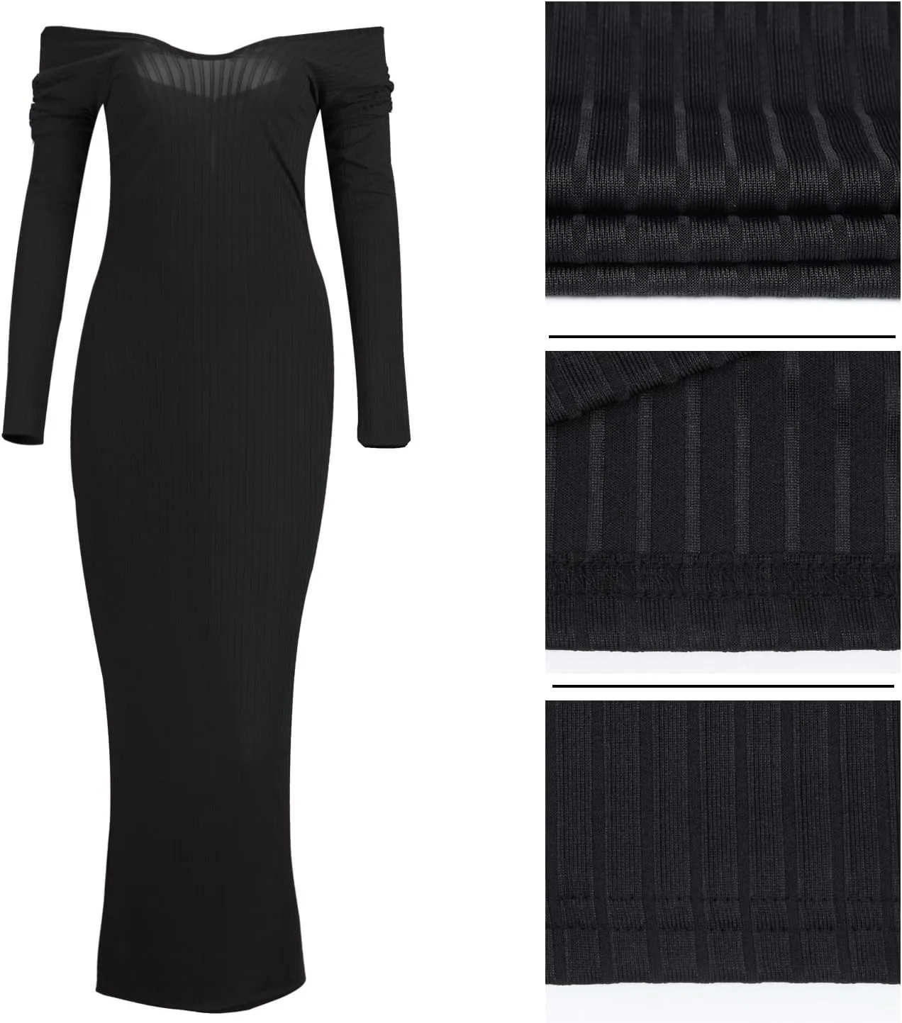 SheKiss Women's Off Shoulder Long Sleeves Bodycon Sweater Dress Sexy Knit Slim Cardigans