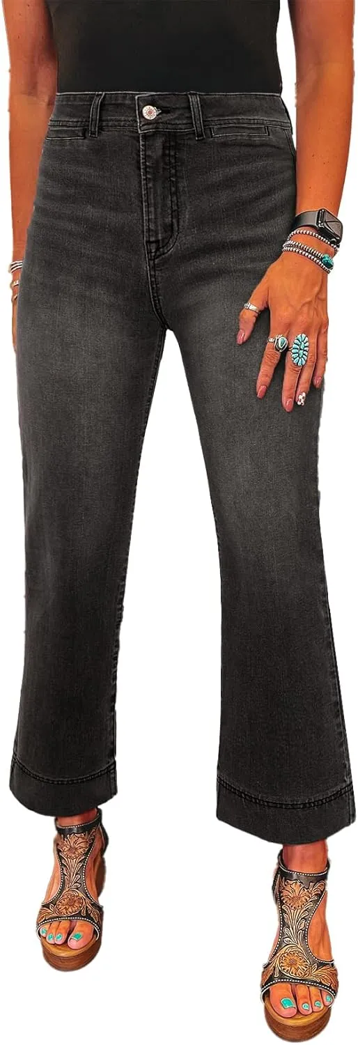 SHEWIN Wide Leg Jeans for Women Trendy High Waisted Flare Jeans Stretchy Straight Leg Ankle Denim Pants with Pockets