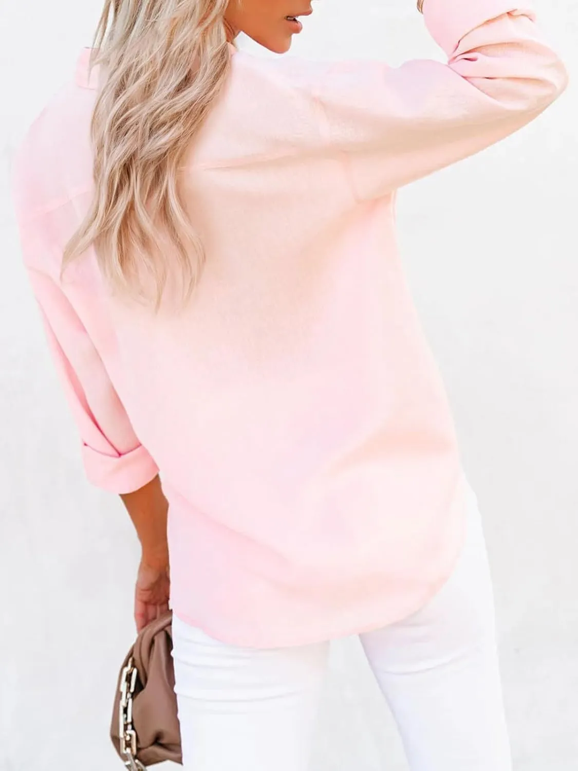 siliteelon Button Down Shirts for Women Dress Shirts Long Sleeve Wrinkle-Free Blouse Casual Solid Office Work Tunic Top