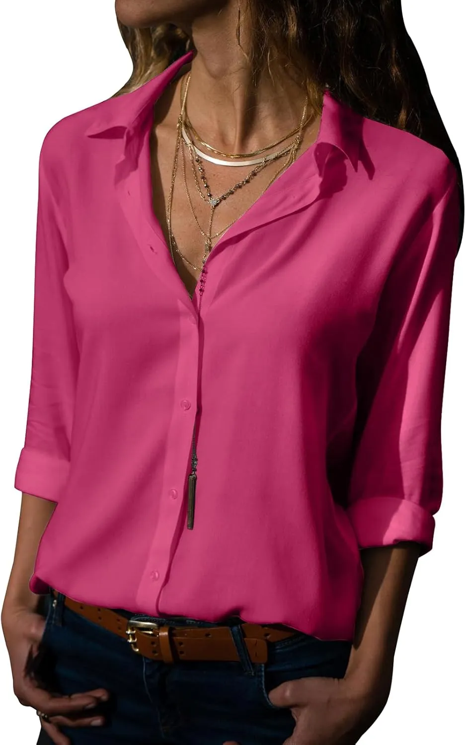 siliteelon Womens Button Down Shirts Dress Shirts Long Sleeve Wrinkle Free Collared Work Office Solid Blouses Tops