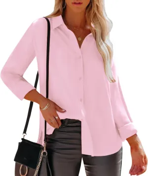 siliteelon Womens Button Down Shirts Dress Shirts Long Sleeve Wrinkle Free Collared Work Office Solid Blouses Tops