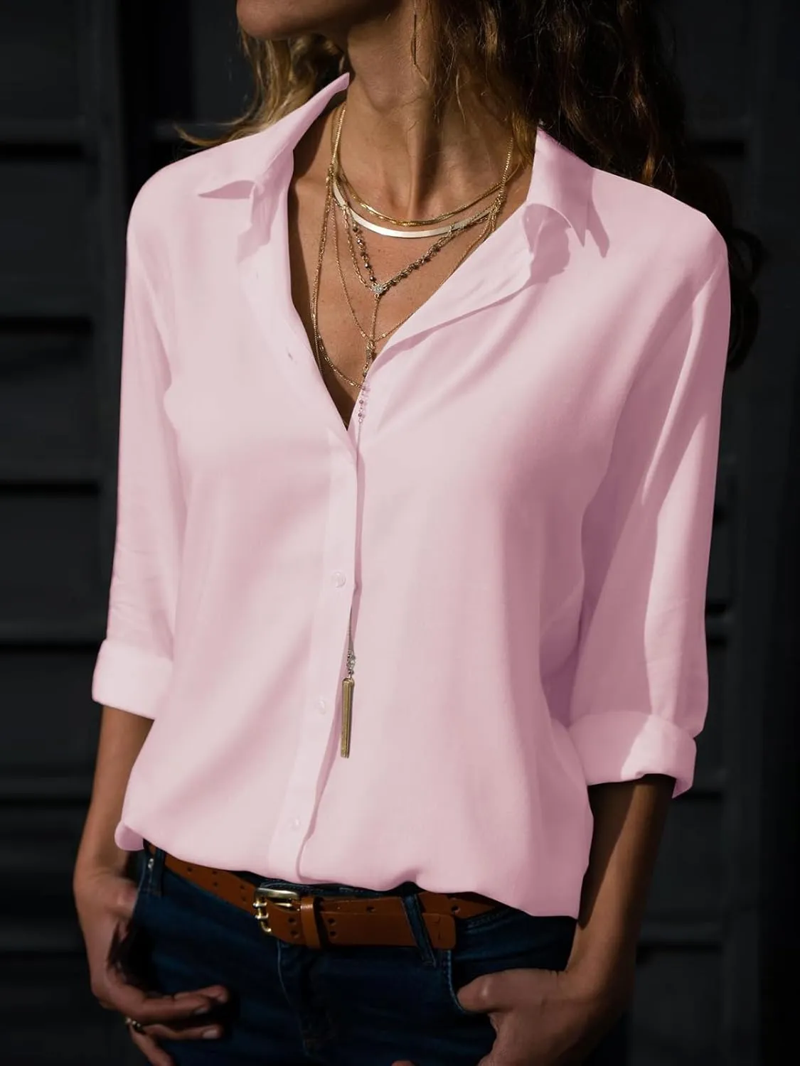 siliteelon Womens Button Down Shirts Dress Shirts Long Sleeve Wrinkle Free Collared Work Office Solid Blouses Tops
