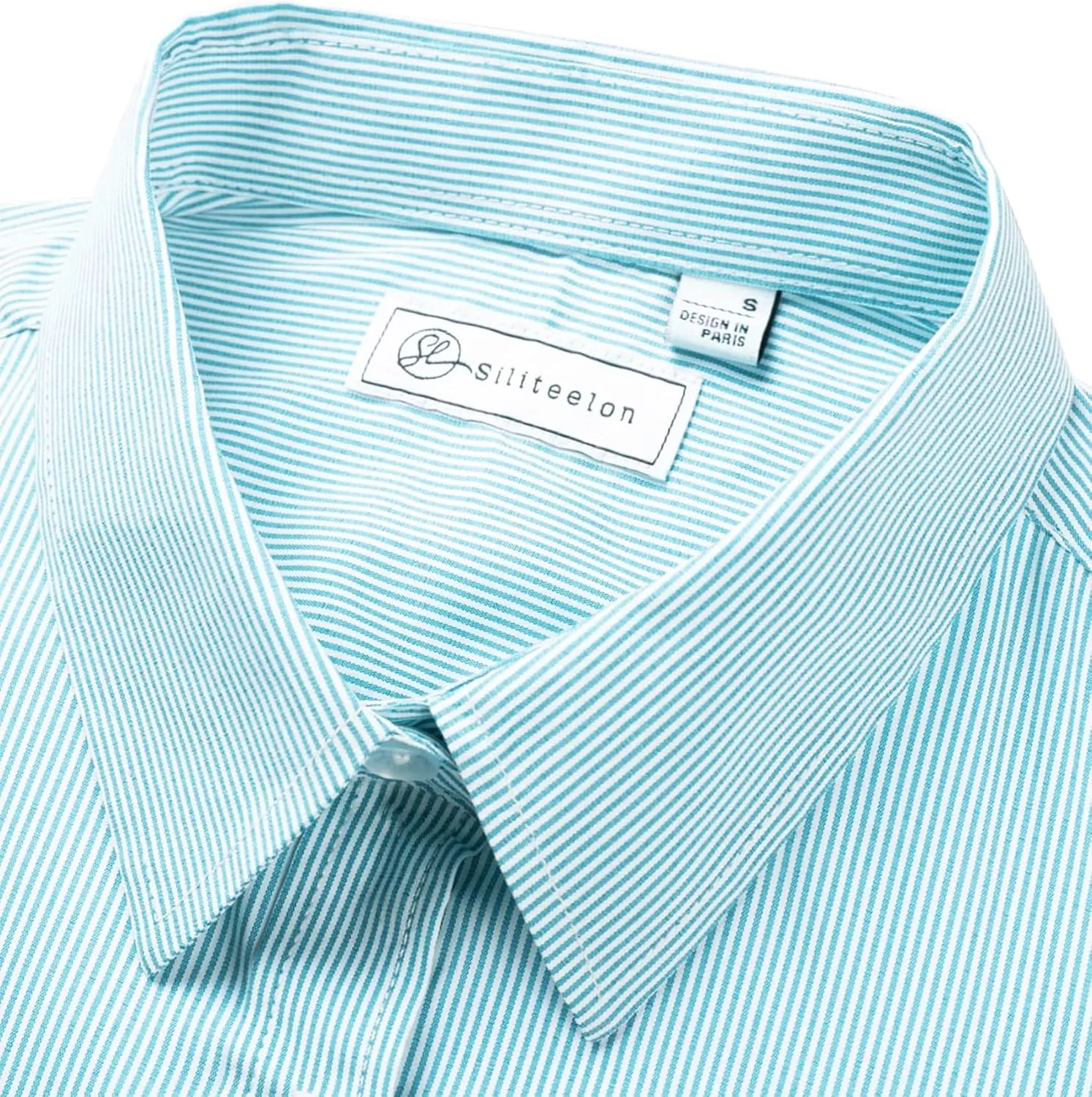 siliteelon Womens Stripe Dress Shirts Long Sleeve Button Down Wrinkle-Free Stretch Solid Casual Work Office Blouse Top