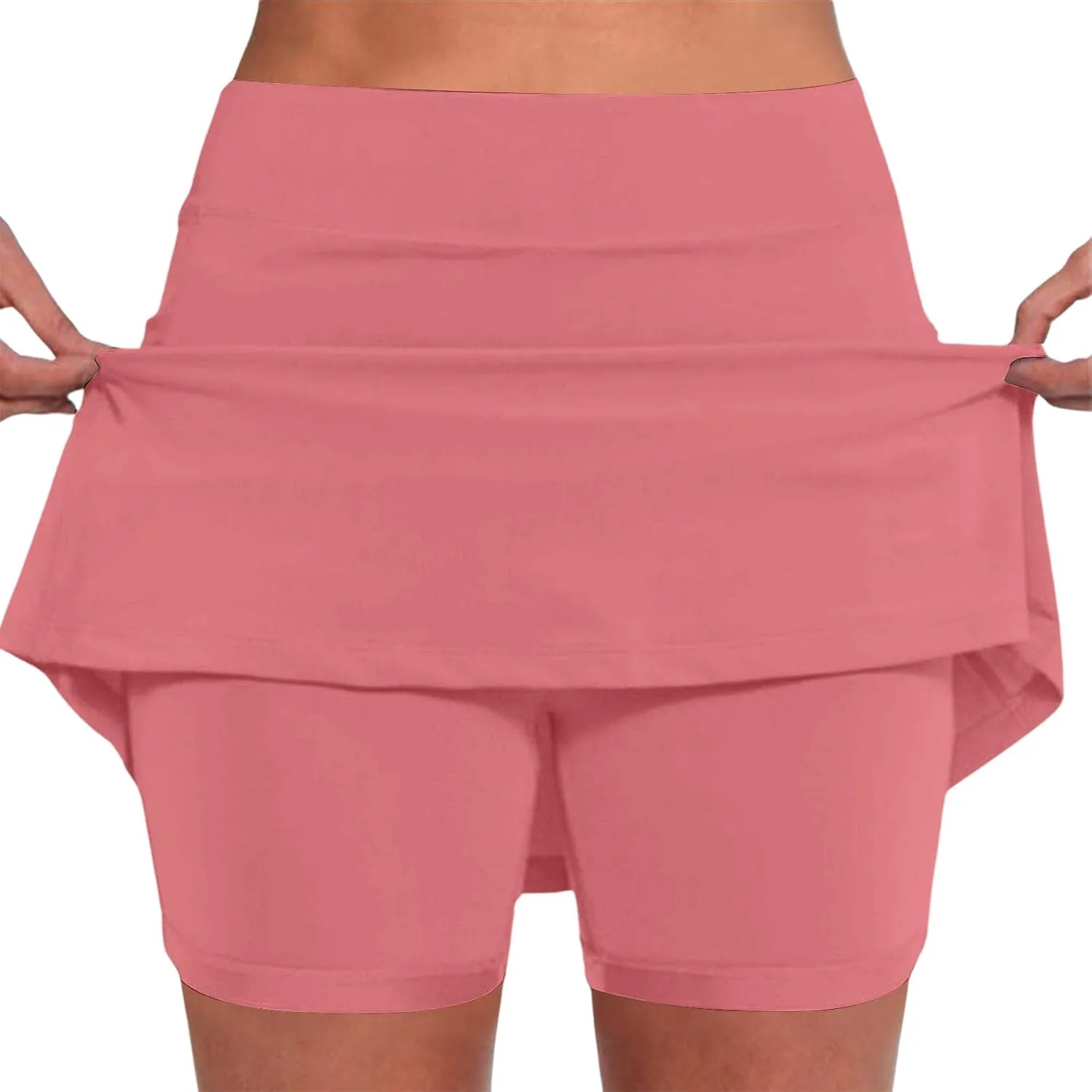 Skorts for Women Mid Rise Two Tone Casual Skorts with Pockets Moisture Wicking Athletic Skirt for Workout Outdoor