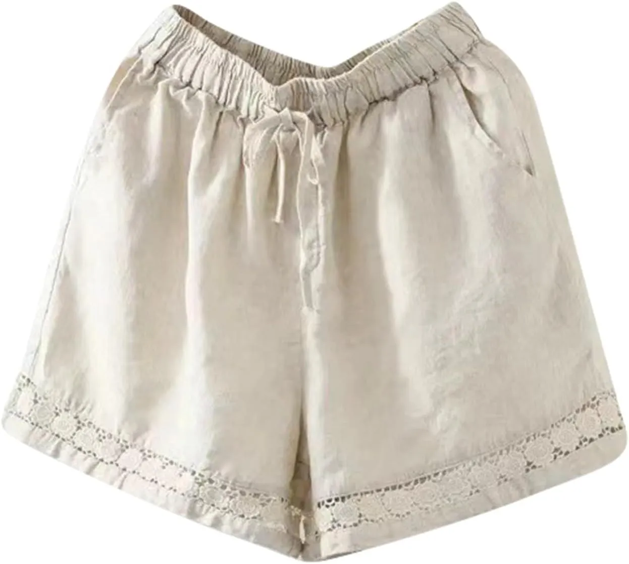 Summer Beach Shorts for Women High Waisted Flowy Lounge Shorts Drawstring Wide Leg Short Linen Pants Cruise Outfits