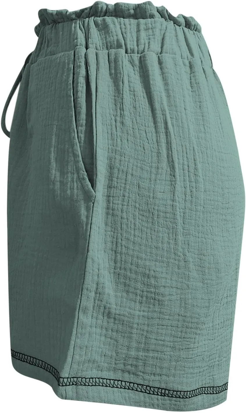 Summer Shorts for Women Drawstring High Waisted Casual Lounge Shorts Lightweight Comfy Beach Short Pants with Pockets