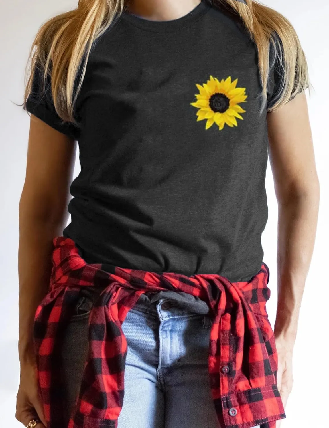 Sunflower Shirts for Women Cute Sunflower Graphic Print Tshirt Summer Casual Short Sleeve Tee Tops