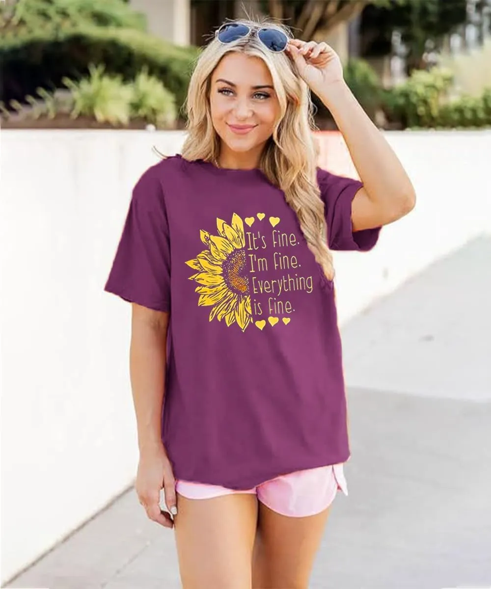 Sunflower Shirts for Women Funny Tshirts Graphic Tees Patriotic Shirts CuteSummer Athletic Tops Casual Women's Clothing