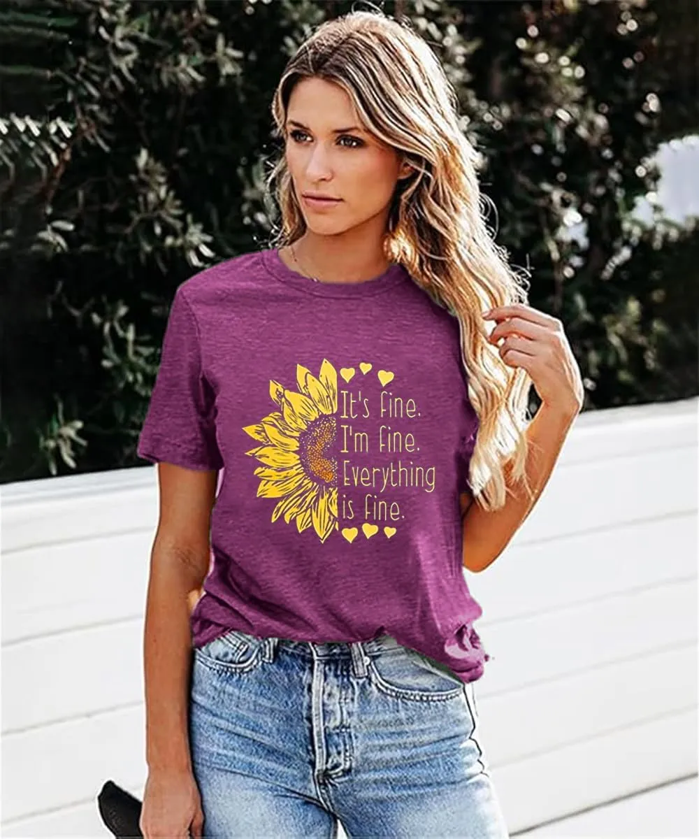 Sunflower Shirts for Women Funny Tshirts Graphic Tees Patriotic Shirts CuteSummer Athletic Tops Casual Women's Clothing