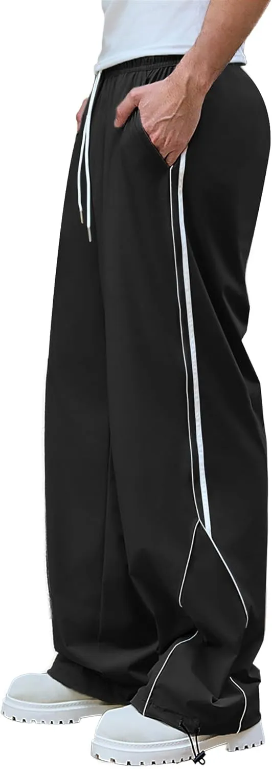 Susclude Mens Baggy Sweatpants Wide Leg Elastic Waist Track Pants Y2k Stretch Summer Casual Pants for 2025 Trendy Streetwear