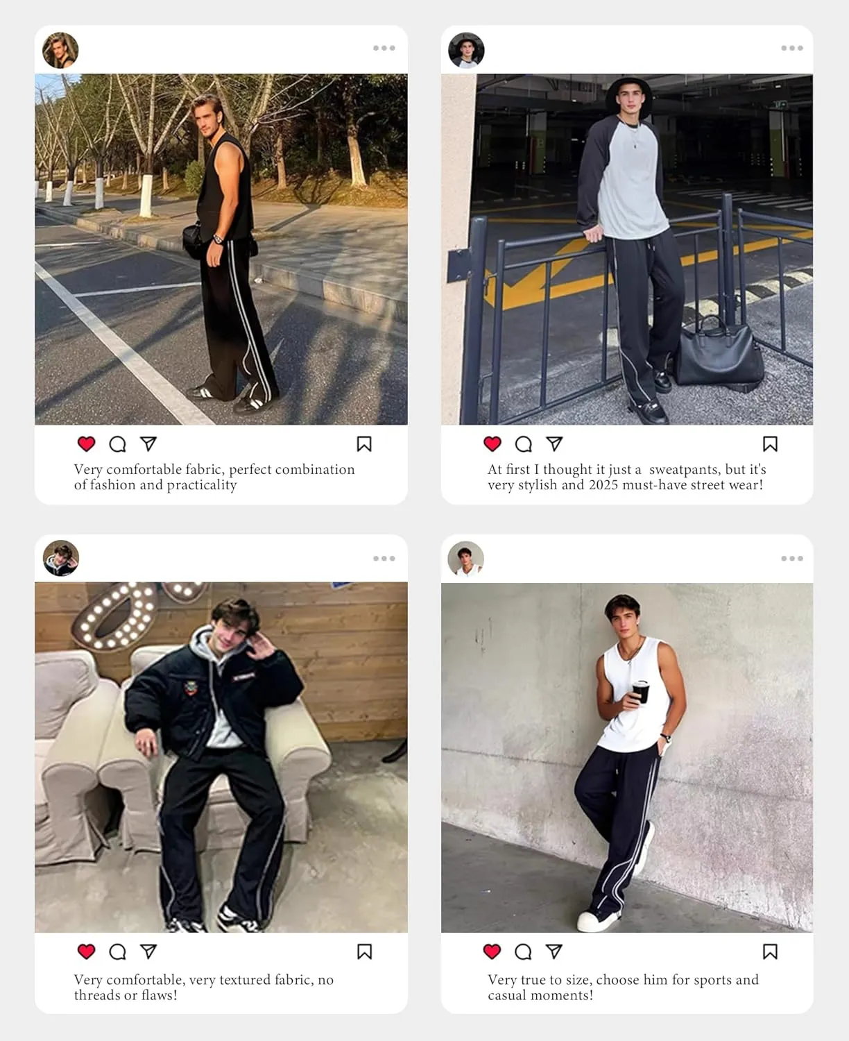 Susclude Mens Baggy Sweatpants Wide Leg Elastic Waist Track Pants Y2k Stretch Summer Casual Pants for 2025 Trendy Streetwear