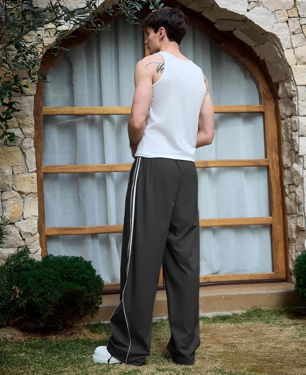 Susclude Mens Baggy Sweatpants Wide Leg Elastic Waist Track Pants Y2k Stretch Summer Casual Pants for 2025 Trendy Streetwear