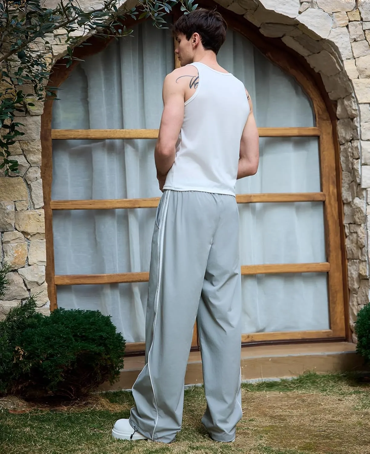 Susclude Mens Baggy Sweatpants Wide Leg Elastic Waist Track Pants Y2k Stretch Summer Casual Pants for 2025 Trendy Streetwear