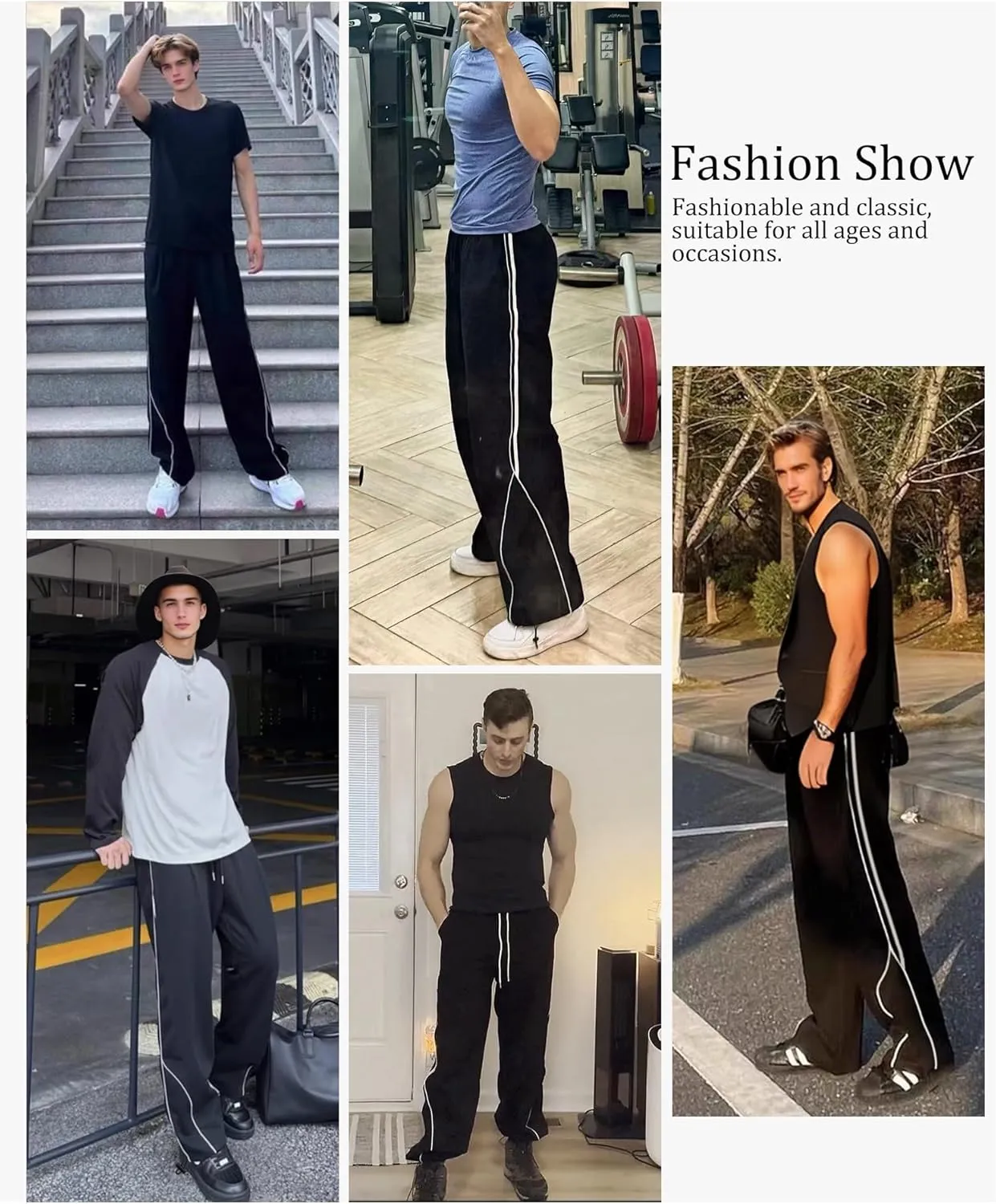 Susclude Mens Baggy Sweatpants Wide Leg Elastic Waist Track Pants Y2k Stretch Summer Casual Pants for 2025 Trendy Streetwear