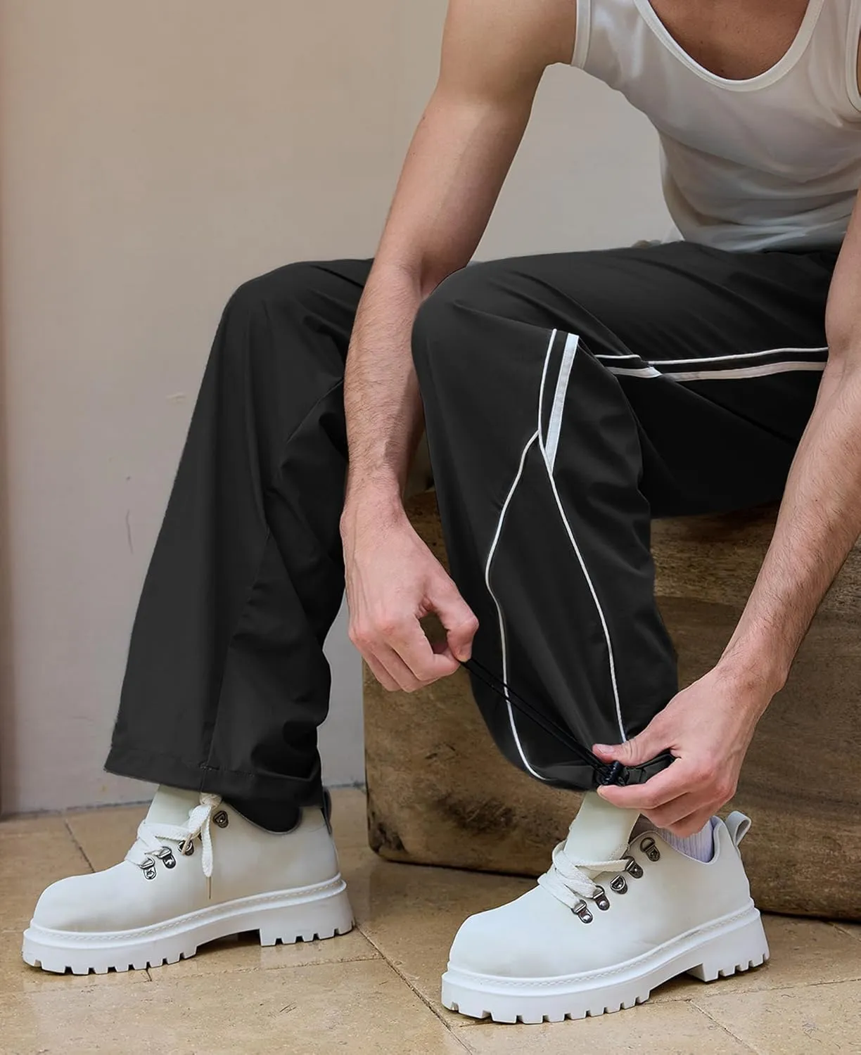 Susclude Mens Baggy Sweatpants Wide Leg Elastic Waist Track Pants Y2k Stretch Summer Casual Pants for 2025 Trendy Streetwear