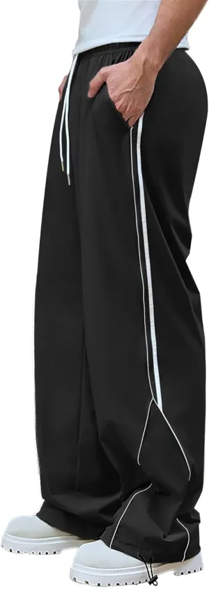 Susclude Mens Baggy Sweatpants Wide Leg Elastic Waist Track Pants Y2k Stretch Summer Casual Pants for 2025 Trendy Streetwear