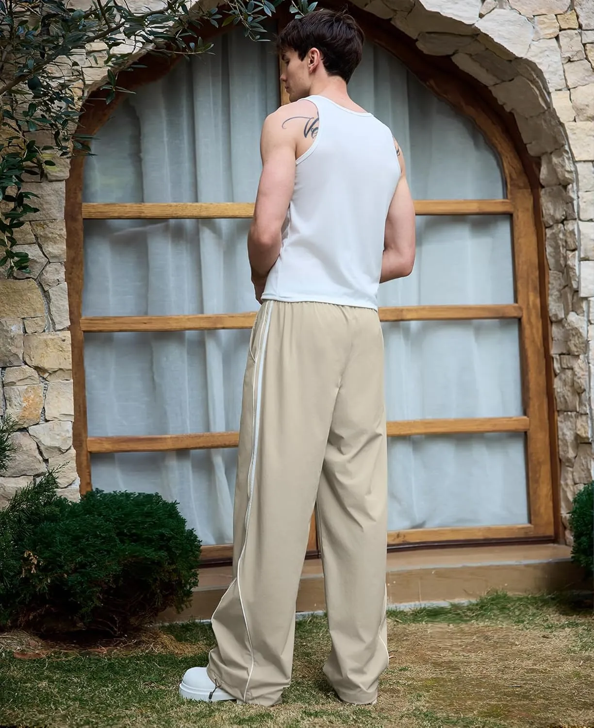 Susclude Mens Baggy Sweatpants Wide Leg Elastic Waist Track Pants Y2k Stretch Summer Casual Pants for 2025 Trendy Streetwear