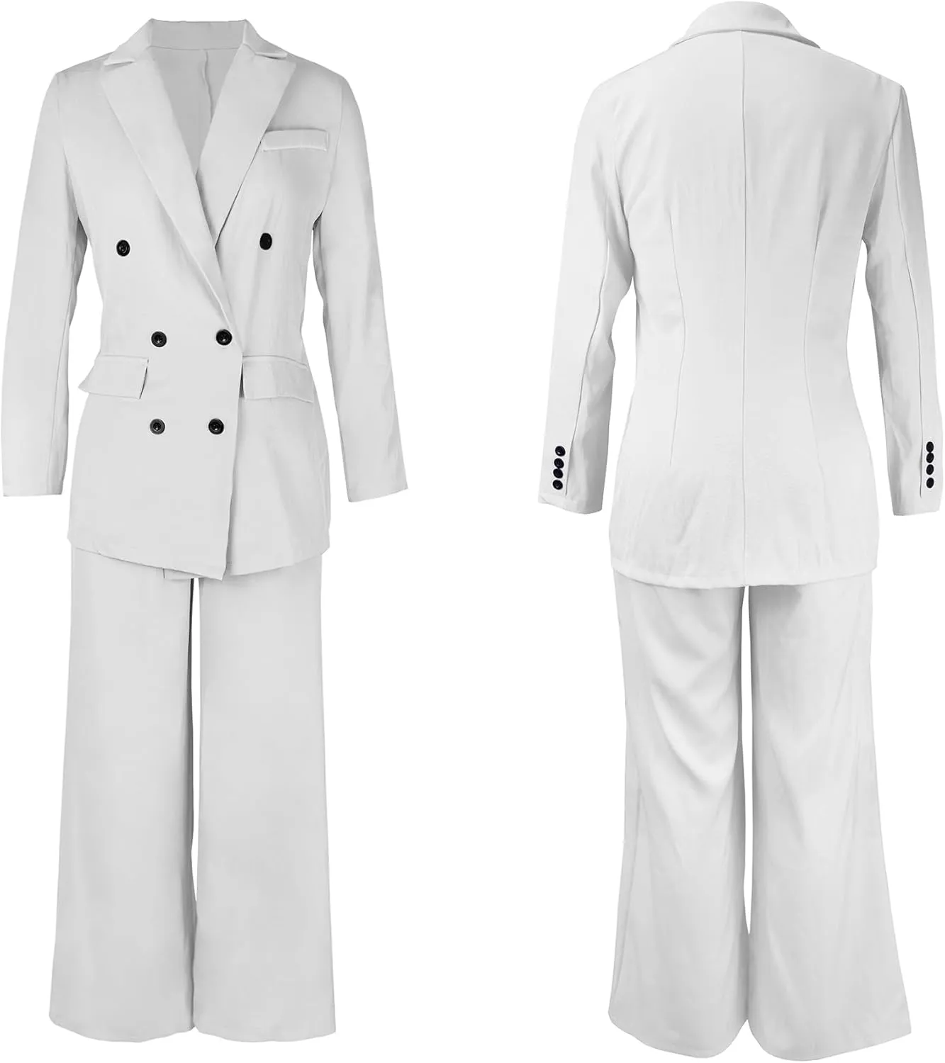 Tcremisa Women's Fashion Pants Suit 2 Piece Business Outfits Casual Double Breasted Blazer and Pant Sets