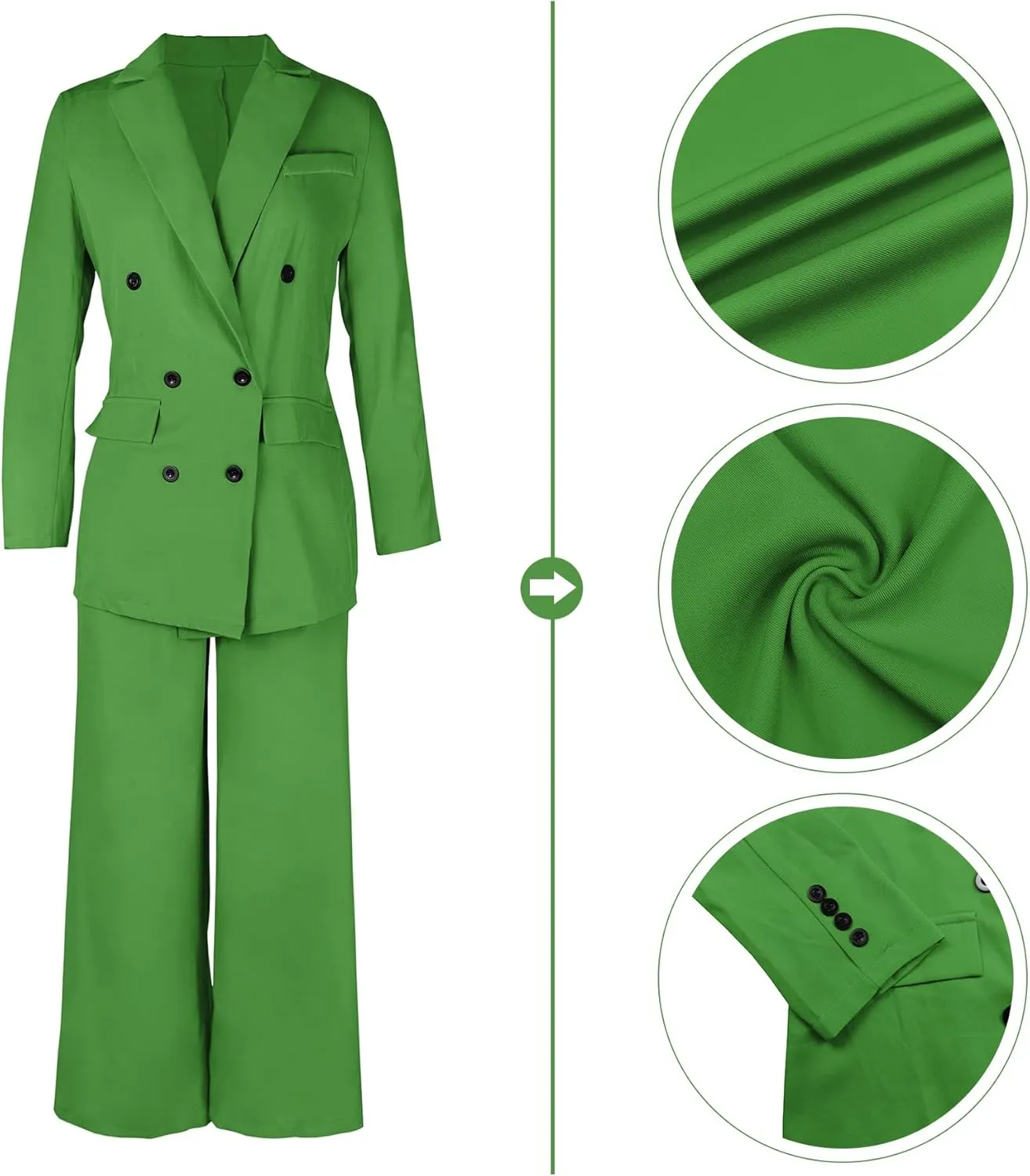 Tcremisa Women's Fashion Pants Suit 2 Piece Business Outfits Casual Double Breasted Blazer and Pant Sets