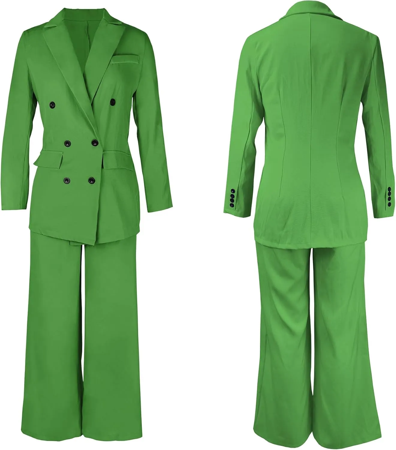 Tcremisa Women's Fashion Pants Suit 2 Piece Business Outfits Casual Double Breasted Blazer and Pant Sets