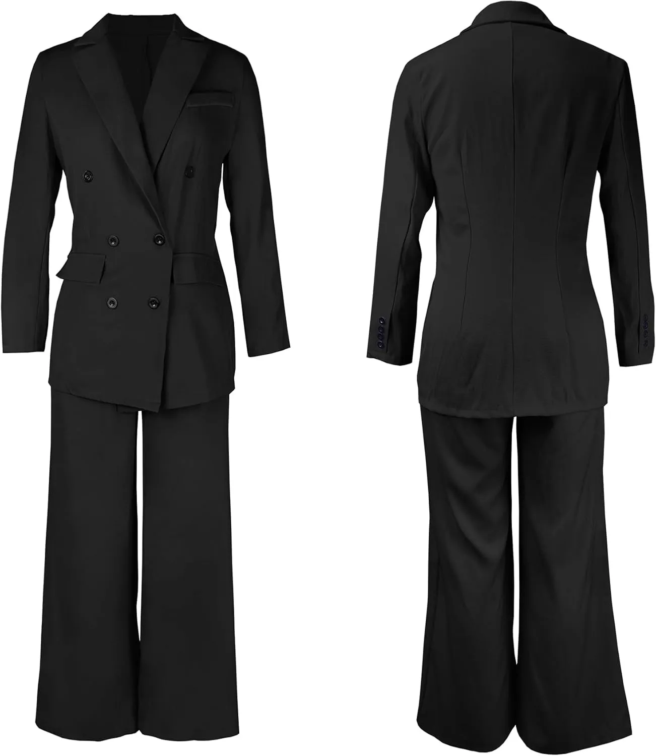 Tcremisa Women's Fashion Pants Suit 2 Piece Business Outfits Casual Double Breasted Blazer and Pant Sets