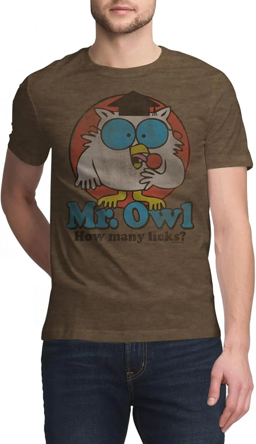 Tee Luv Men's Mr Owl How Many Licks Shirt - Vintage Tootsie Pop Graphic T-Shirt