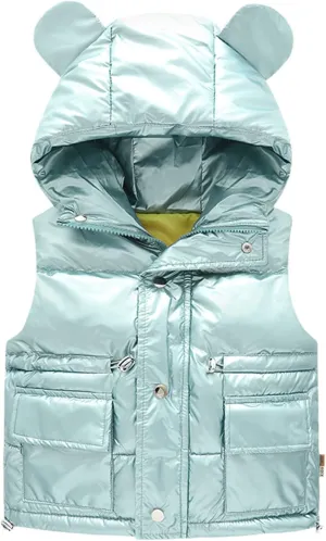 Toddler Boys Girls Puffer Vest Lightweight Water-Resistant Winter Warm Jacket Hoodie Kids Sleeveless Shiny Coats