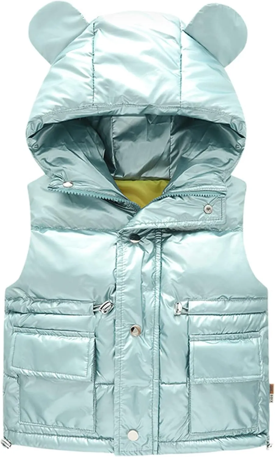 Toddler Boys Girls Puffer Vest Lightweight Water-Resistant Winter Warm Jacket Hoodie Kids Sleeveless Shiny Coats