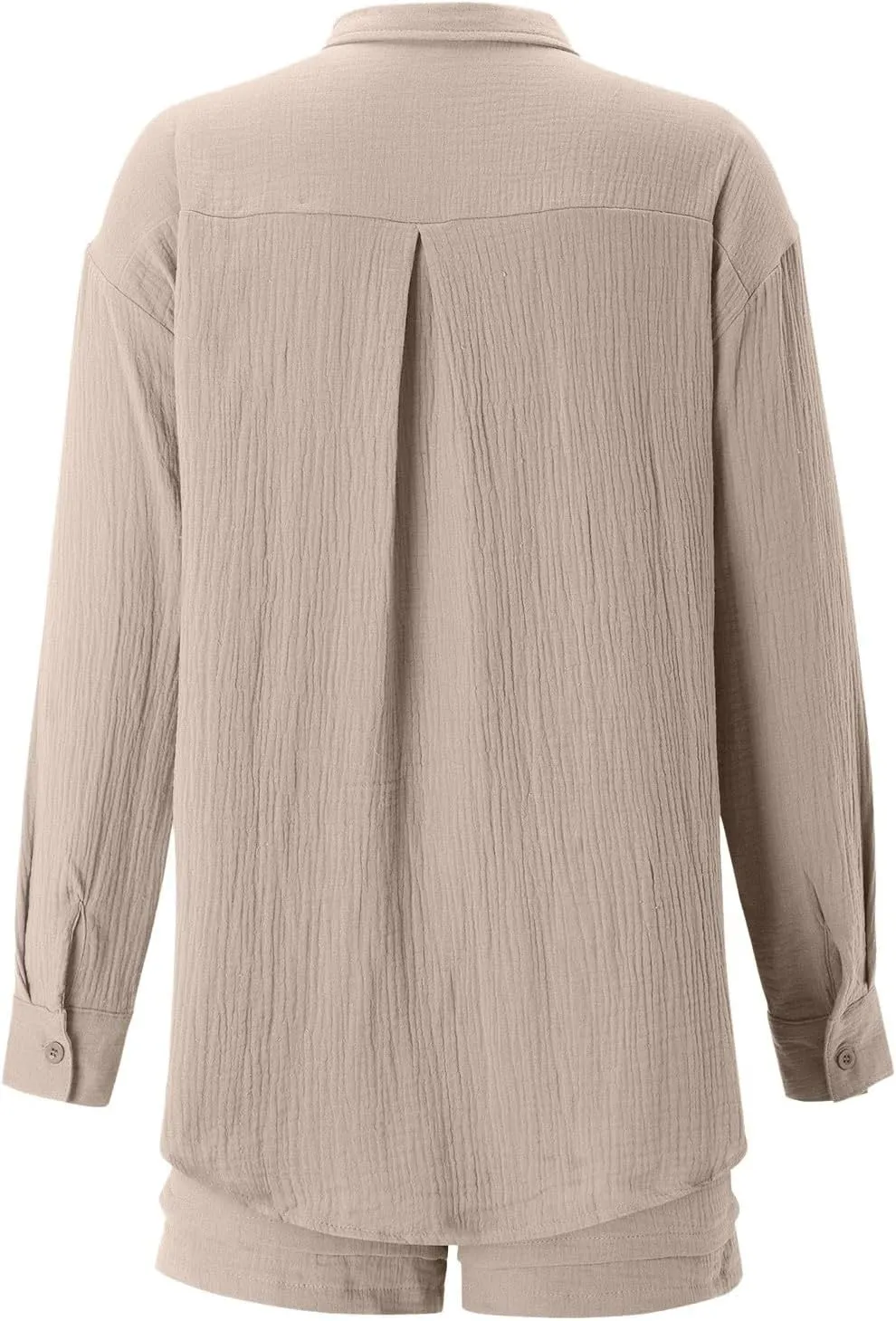 Two Piece Sets for Women Long Sleeve T Shirt Drawstring High Waisted Shorts Casual Summer Beach Vacation Short Sets