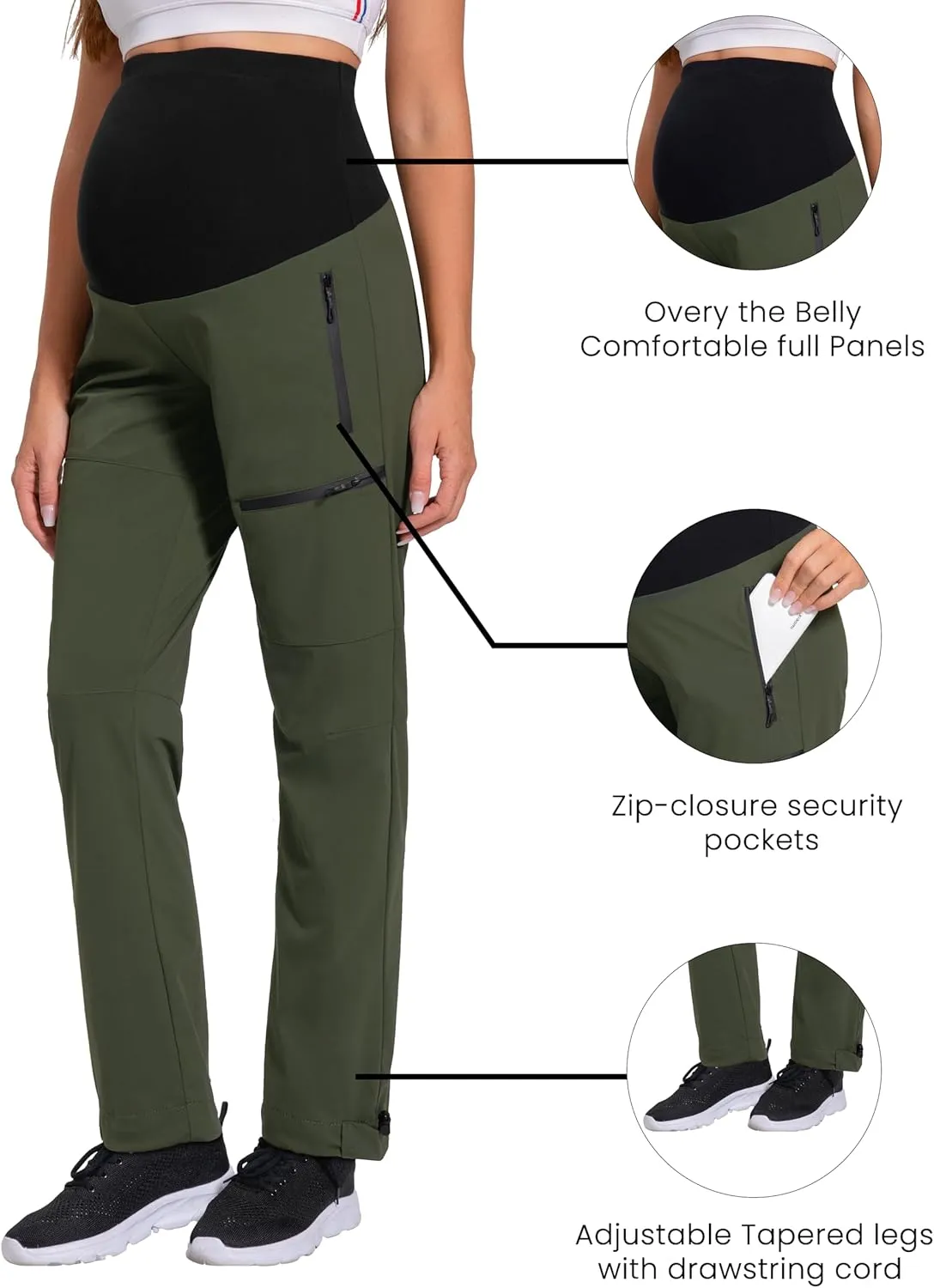 V VOCNI Maternity Pants Quick-Dry Cargo Scrub Pants Women's Hiking Pants Athletic Workout Lounge Casual Outdoor