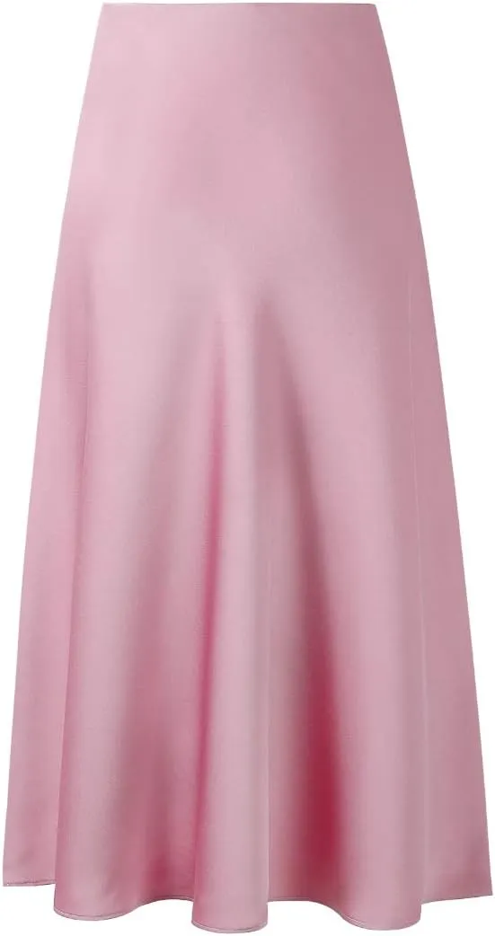 verreisen Women's Elegant Midi Satin Skirt for Work Women Causal Elastic High Waist (Blue