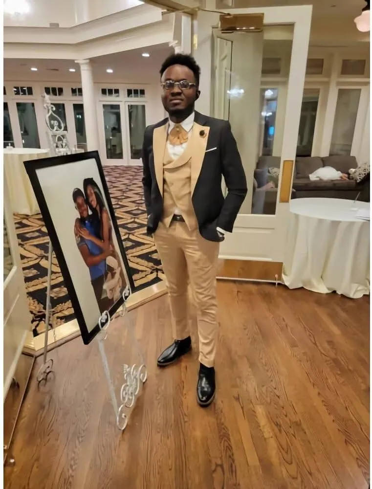 Wangyue Tuxedo for Men 3 Piece Men's Suits Slim Fit Mens Suit Double Breasted Tux Blazer Vest Pants Wedding Suits Man