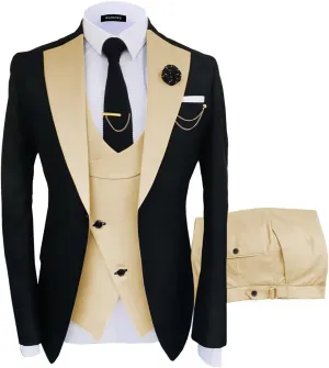 Wangyue Tuxedo for Men 3 Piece Men's Suits Slim Fit Mens Suit Double Breasted Tux Blazer Vest Pants Wedding Suits Man