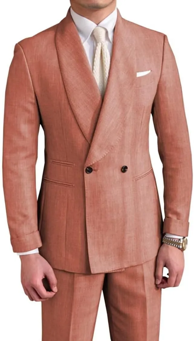 Wedding Mens Linen Suit 2 Pieces Linen Suits for Men Slim Fit Shawl Lapel Beach Wedding Groomsmen Linen Suit 2024