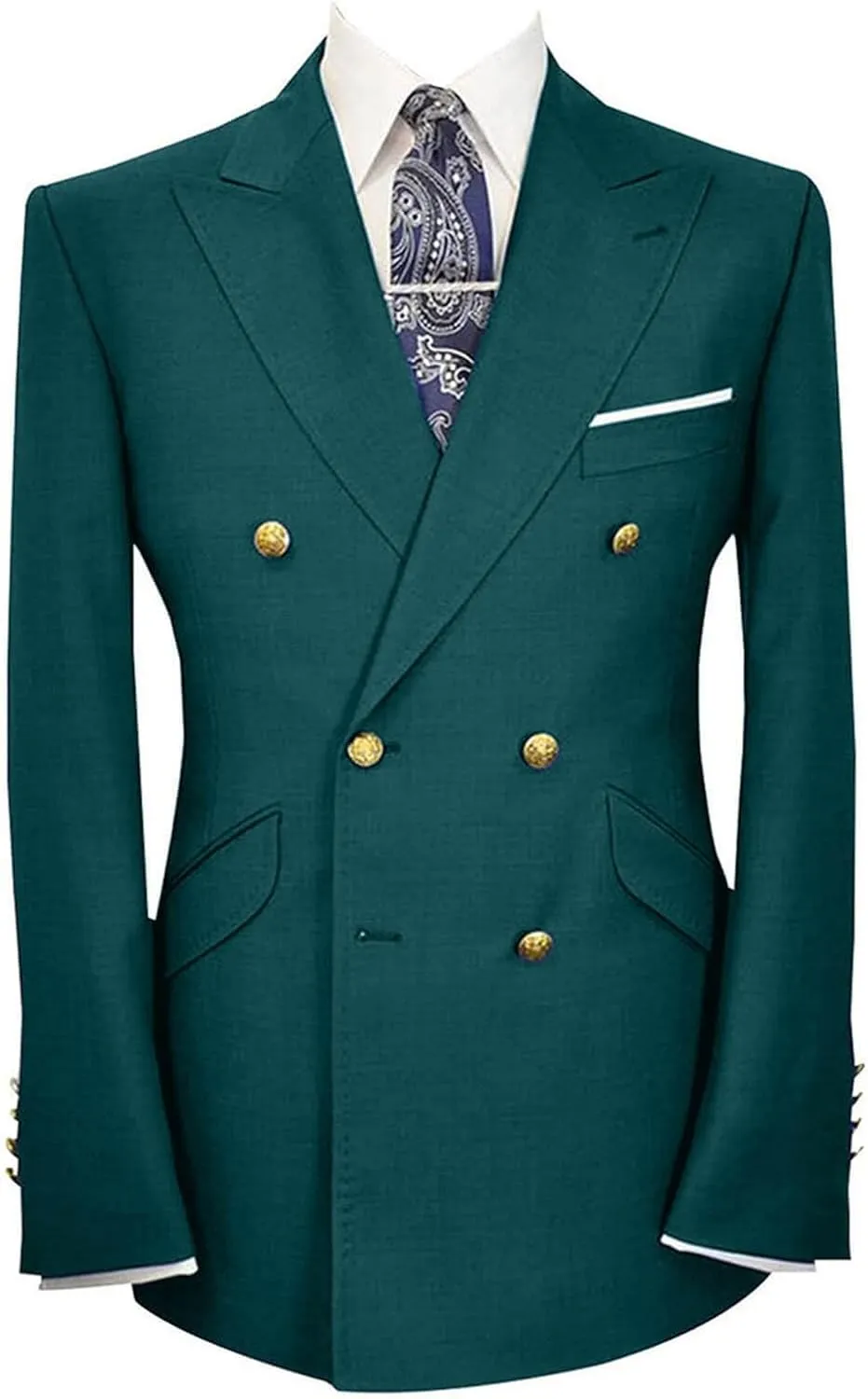 Wemaliyzd Men's Sport Coat Classic Fit Peak Lapel Double Breasted Suit Blazer