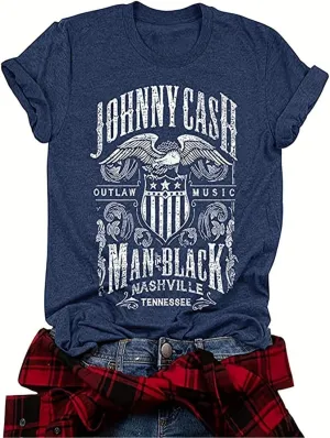 Women Crew Neck Vintage Graphic Tees Summer Short Sleeve Loose Country Music Party Retro Tee Tops