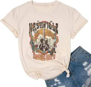 Women Vintage Rock Band Shirts Country Music Shirts Graphic Tees Concert Outfit Short Sleeve Tops