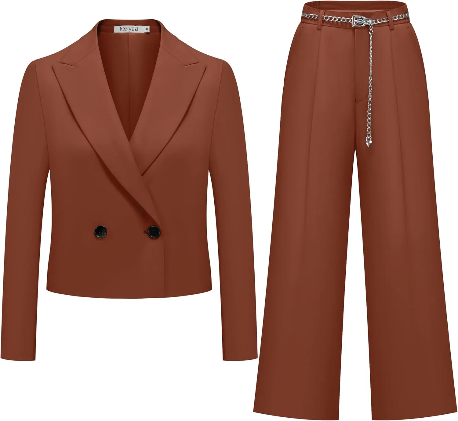 Women's 2 Pieces Suit Casual Outfits Double Breasted Blazer Jackets High Waisted Wide Leg Work Pants Suit Set
