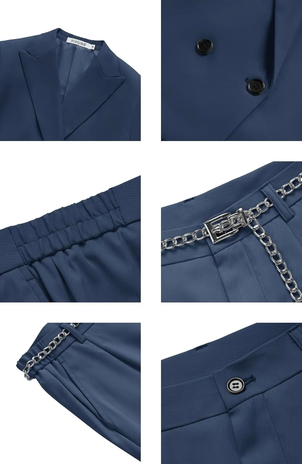 Women's 2 Pieces Suit Casual Outfits Double Breasted Blazer Jackets High Waisted Wide Leg Work Pants Suit Set