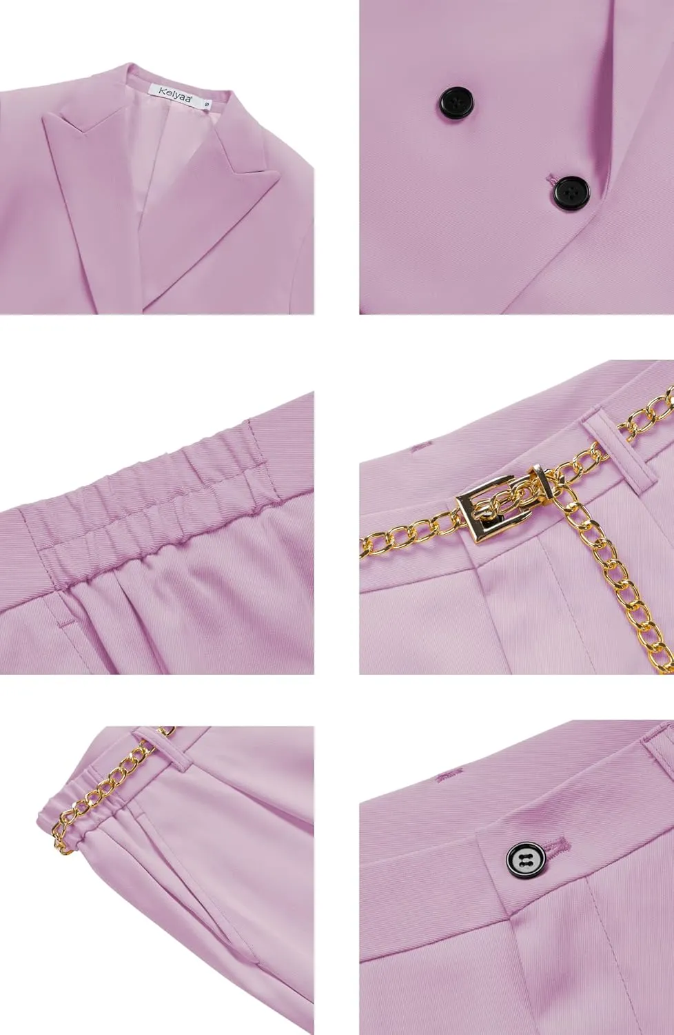 Women's 2 Pieces Suit Casual Outfits Double Breasted Blazer Jackets High Waisted Wide Leg Work Pants Suit Set