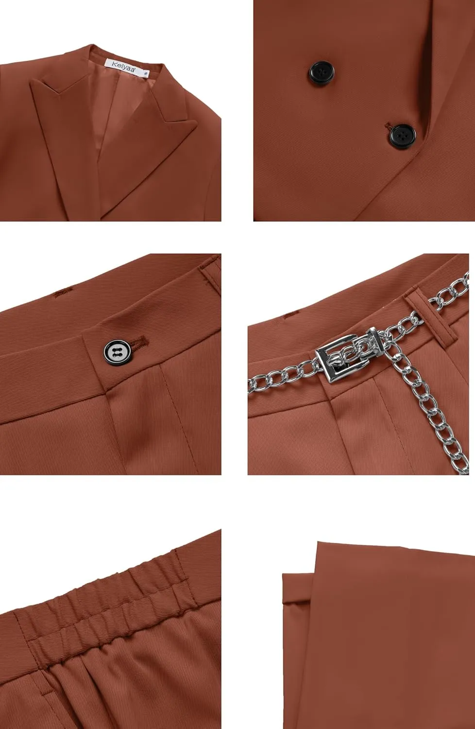 Women's 2 Pieces Suit Casual Outfits Double Breasted Blazer Jackets High Waisted Wide Leg Work Pants Suit Set